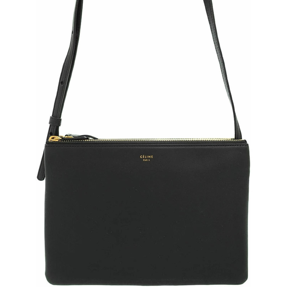 Celine Trio Leather Crossbody Bag Black